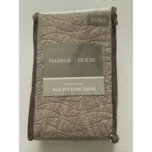 Harbor House Island Grove Quilted Euro Sham Khaki Light Brown 26" x 26" Cotton